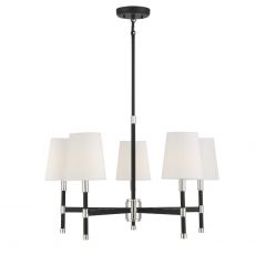 Brody 5-Light Chandelier in Matte Black with Polished Nickel Accents