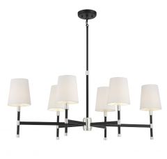 Brody 6-Light Linear Chandelier in Matte Black with Polished Nickel Accents
