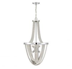 Contessa 6-Light Chandelier in Polished Chrome with Wooden Beads
