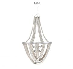 Contessa 8-Light Chandelier in Polished Chrome with Wooden Beads