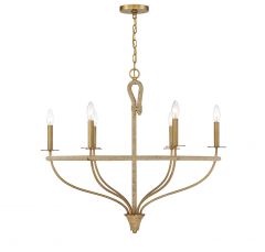 Charter 6-Light Chandelier in Warm Brass and Rope