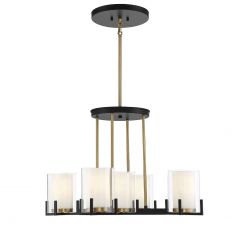 Eaton 5-Light Chandelier in Matte Black with Warm Brass Accents