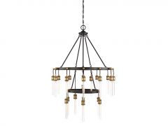 Campbell 21-Light Chandelier in Vintage Black with Warm Brass