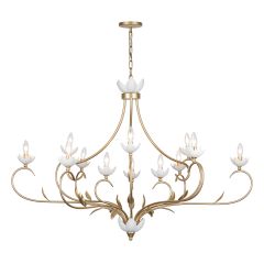Muse 12-Light Chandelier in French Gold and White Cashmere by Breegan Jane