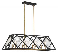 Capella 8-Light Linear Chandelier in English Bronze and Warm Brass