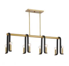 Archway 8-Light Linear Chandelier in Matte Black with Warm Brass Accents