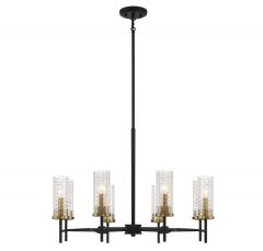 Marcello 8-Light Chandelier in Matte Black with Warm Brass Accents