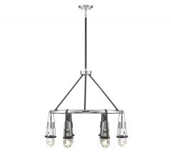Denali 6-Light LED Chandelier in Matte Black with Polished Chrome Accents