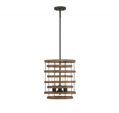Blaine 3-Light Pendant in Natural Walnut with Black Accents