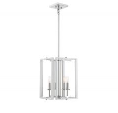 Champlin 4-Light Pendant in White with Polished Nickel Accents