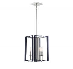 Champlin 4-Light Pendant in Navy with Polished Nickel Accents