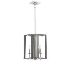 Champlin 4-Light Pendant in Gray with Polished Nickel Accents