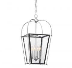 Dunbar 4-Light Pendant in Matte Black with Polished Chrome Accents