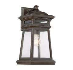 Taylor 1-Light Outdoor Wall Lantern in English Bronze with Gold