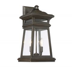 Taylor 2-Light Outdoor Wall Lantern in English Bronze with Gold