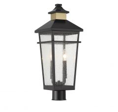 Kingsley 2-Light Outdoor Post Lantern in Matte Black with Warm Brass Accents