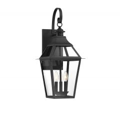 Jackson 3-Light Outdoor Wall Lantern in Matte Black with Gold Highlights