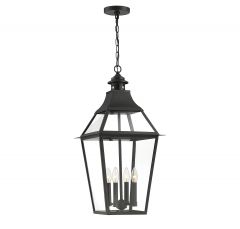 Jackson 4-Light Outdoor Chandelier in Black with Gold Highlights