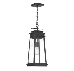 Boone 1-Light Outdoor Hanging Lantern in Matte Black