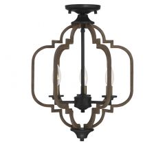 Westwood 3-Light Ceiling Light in Barrelwood with Brass Accents