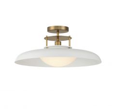 Gavin 1-Light Ceiling Light in White with Warm Brass Accents
