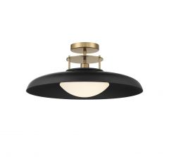 Gavin 1-Light Ceiling Light in Matte Black with Warm Brass Accents