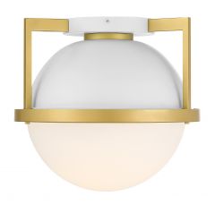 Carlysle 1-Light Ceiling Light in White with Warm Brass Accents
