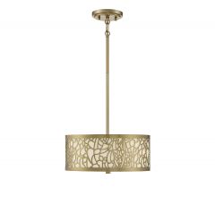 New Haven 3-Light Convertible Semi-Flush or Pendant Light in Burnished Brass