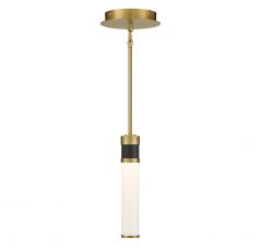 Abel LED Mini-Pendant in Matte Black with Warm Brass Accents