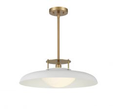 Gavin 1-Light Pendant in White with Warm Brass Accents