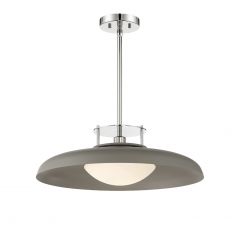 Gavin 1-Light Pendant in Gray with Polished Nickel Accents