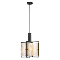 Hayward 3-Light Pendant in Matte Black with Warm Brass Accents