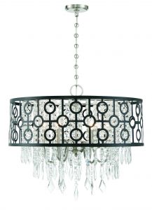 Rory 6-Light Pendant in Matte Black with Satin Nickel