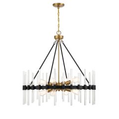 Santiago 8-Light Pendant in Matte Black with Warm Brass Accents