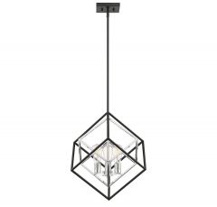 Dexter 3-Light Pendant in Matte Black with Polished Chrome Accents