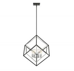 Dexter 4-Light Pendant in Matte Black with Polished Chrome Accents