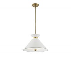 Lamar 3-Light Pendant in White with Brass Accents