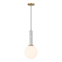 Callaway 1-Light Pendant in White Marble with Warm Brass