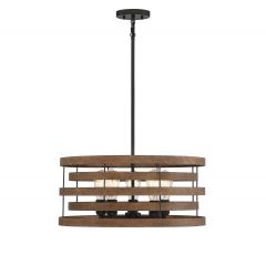 Blaine 5-Light Pendant in Natural Walnut with Black Accents