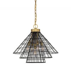 Lenox 5-Light Pendant in Matte Black with Warm Brass Accents