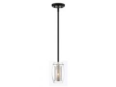 Dunbar 1-Light Mini-Pendant in Matte Black with Polished Chrome Accents