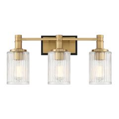 Concord 3-Light Bathroom Vanity Light in Matte Black with Warm Brass