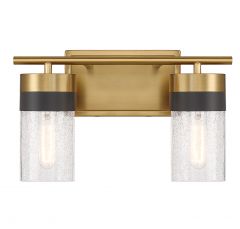 Brickell 2-Light Bathroom Vanity Light in Warm Brass and Black