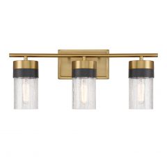 Brickell 3-Light Bathroom Vanity Light in Warm Brass and Black