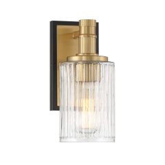 Concord 1-Light Bathroom Vanity Light in Matte Black with Warm Brass