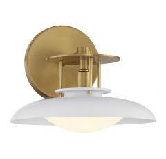 Gavin 1-Light Bathroom Vanity Light in White with Warm Brass Accents