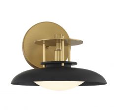 Gavin 1-Light Bathroom Vanity Light in Matte Black with Warm Brass Accents