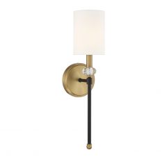 Tivoli 1-Light Wall Sconce in Matte Black with Warm Brass Accents