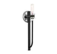 Kenyon 1-Light Wall Sconce in Matte Black with Polished Chrome Accents