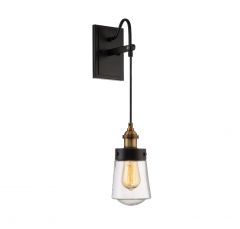 Macauley 1-Light Wall Sconce in Vintage Black with Warm Brass